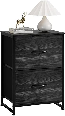 Nicehill Nightstand, Nightstand for Bedroom with Drawers, Small Dresser with Drawers, Bedside Table Bedside Furniture, Night Stand End Table with Storage Drawers for Bedroom, Black Wood Grain