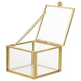 Porte-bijoux en verre : la boîte peut également servir de coffre au trésor pour un jeu de pirate, ou de décoration de scène de fête, étui de rangement pour rouge à lèvres