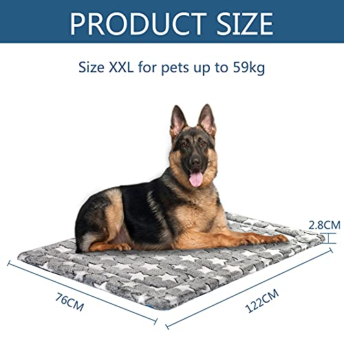 Kroser Fancy Dog Crate Pad Dog Bed Mat Reversible (Cool & Warm), Dog Bed Pad With Machine Washable, Dog Crate Mat For Small To Xxx-Large Dogs, Grey, Navy, Star Pattern #TOP3