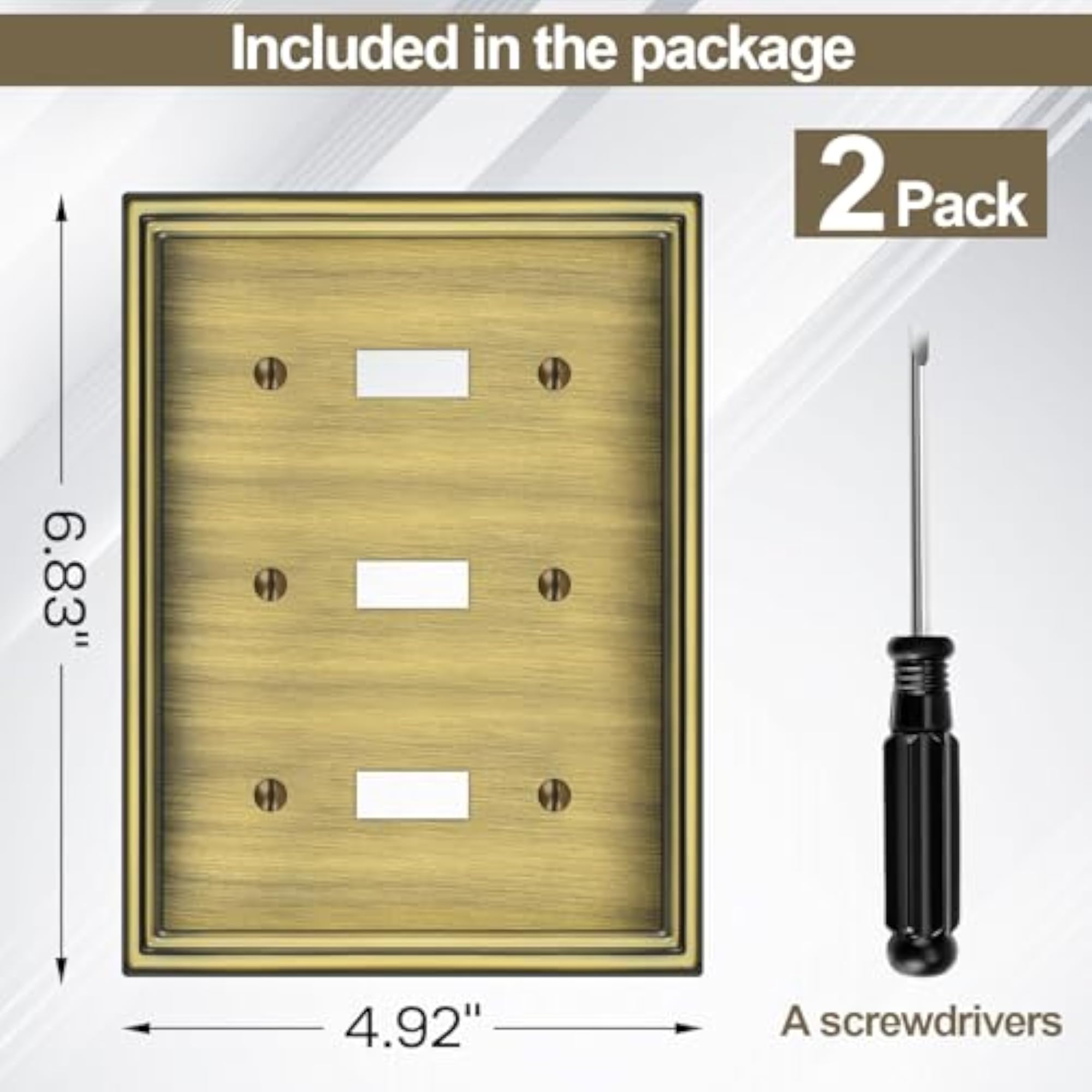 2 Pack Triple Toggle Light Switch Covers Plate