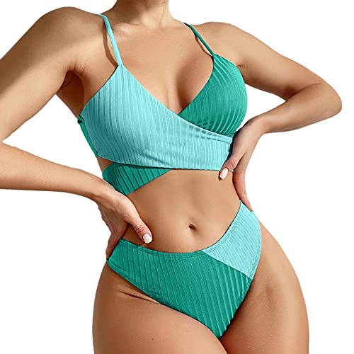 Short de bain pour femme taille haute bikini sexy et tankini vert menthe M