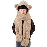 Pomrone Gorro Lindo con Orejas de Oso Informal,Nuevos Gorros Lindos 3 en 1 de Invierno para niños | Gorro de protección auditiva Todo en Gorro de Invierno