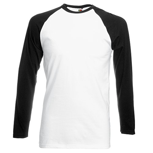 Fruit of the Loom   Camiseta de béisbol de manga corta Blanco Blanco y negro. M
