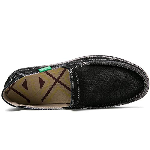 Image of CASMAG Men's Casual Cloth Shoes Canvas Slip on Loafers Vintage Boat Shoes
