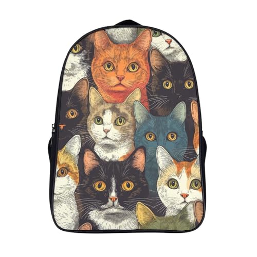 Sac à dos imprimé chat imperméable et léger pour protéger les cahiers d'école