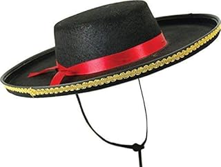 Bristol Novelty Adult Fancy Club Party Clubwear Accessory Spanish Gold Accents Felt Hat UK