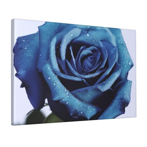 Toile de fleurs de roses bleues affiche décorative murale moderne salon et chambre 30x45 cm