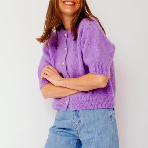 Image of Women Y2k Knitted Crop Cardigan Shirt Short Sleeve Button Down Ribbed Knit Crop Top Outwear Top Tee Shirt