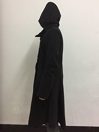 ETCYY Women's Black Button Asymmetrical Winter Long Trench Jackets Coat - Thumbnail 4