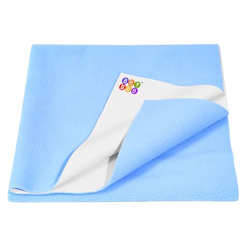 BeyBee Instadry Anti-Piling Fleece Extra Absorbent Quick Dry Sheet for New Born Babies, Bed Protector Mattress, Reusable Waterproof Baby Cot Sheet for Toddler Infant, X-Large Size 200x140cm, Blue