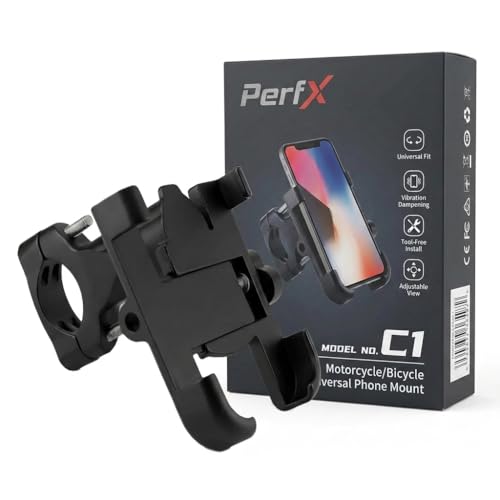 Image of PerfX 360 Rotatable Bike Phone Holder with Quick Lock System, Heavy Duty Anti-Slip Handlebar Mobile Mount, Shockproof Secure Cradle for Bicycle, Motorcycle, Scooter, All Smartphones (an-C1)