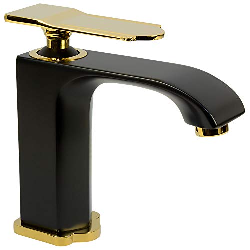 Preisvergleich Produktbild Sanlingo Badarmatur Einhebelmischer Mischbatterie Waschtischarmatur Schwarz Gold