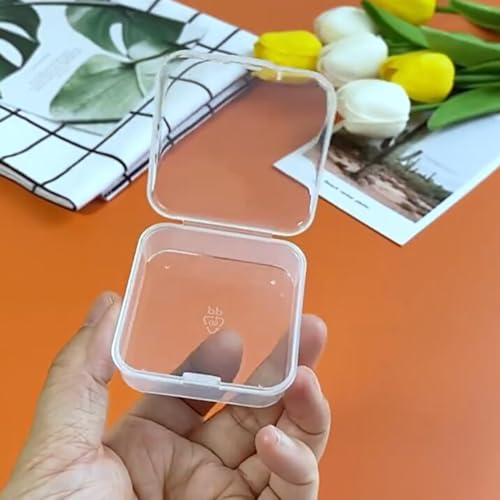 Image of 24 PCS Square Empty Mini Clear Plastic Storage Containers (2.13 x 2.13 x 0.79 Inch), Clear Plastic Beads Storage Containers Box for Beads, Jewelry, Game Pieces and More