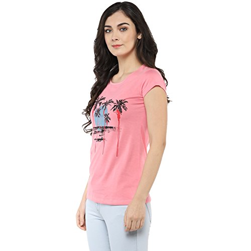 Image of Modeve Women Printed Cotton Blend Half Sleeve Round Neck T-Shirt for Summer