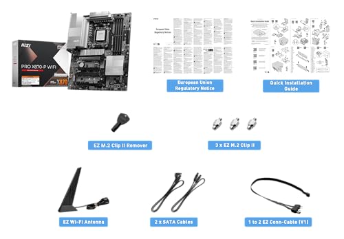 Image of MSI PRO X870-P WiFi ProSeries Motherboard (AMD Ryzen 9000 /8000 /7000 Series Processors, AM5, DDR5, PCIe 5.0, M.2 Gen5, SATA 6Gb /s, USB 40Gbps, HDMI /DP, Wi-Fi 7, Bluetooth 5.4, 5Gbps LAN, ATX)