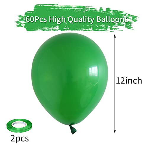 Image of Dark Green Latex Balloons 12inch, 62pcs Helium Forest Green Balloons, Party Decorations Supplies or Arch Decor for Birthday, Jungle, with Matching Color Ribbon