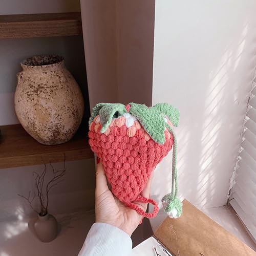 Image of Minache Women Mini Fruit Knitting yarn Crochet Crossbody Shoulder Bag Coin Purse