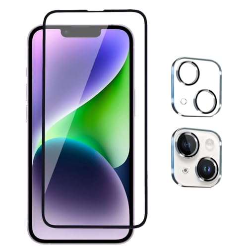 Image of Premium iPhone 14 Plus Tempered Glass with Camera Lens Protector - Ultimate Protection Kit Edge to Edge Screen Protector for iPhone 14 Plus 9H Hardness Ultra HD Anti-Scratch Case Friendly