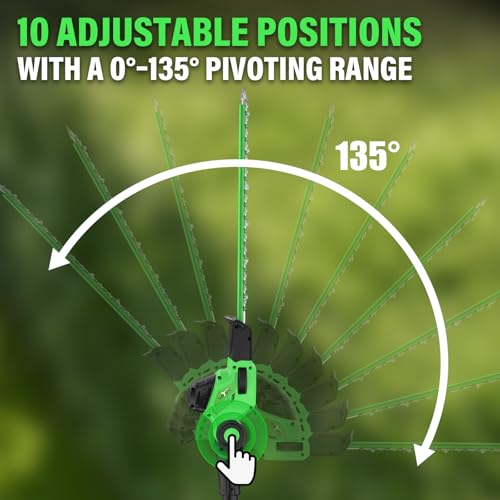 Image of SOYUS Pole Hedge Trimmer Cordless, 18-inch Electric Hedge Trimmer with Extension Pole, 16-Foot Max Reach, Multi-Angle, 2 * 2.0Ah Batteries and Charger Included