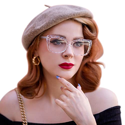 Image of VOOGLAM Rectangle Blue Light Blocking Glasses for Women Anti UV Eyestrain Eyewear Shane rectangle crystal eyeglasses