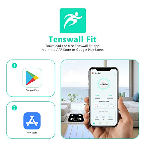 Body Weight Scale, Digital Bathroom Scale Body Composition Monitor Health Analyzer with Smartphone App for Body Weight, Body Fat, Water, BMI, BMR, Muscle Mass 396 lbs