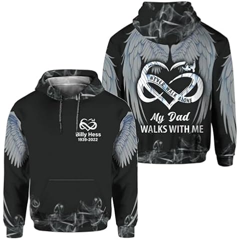 Shaant Never Walk Alone My Love Walks With Me Personalized All Over Print Hoodie, sweatshirt, memorial gifts for loss of Mom, Dad, Gifts for Bereavement Black Cover