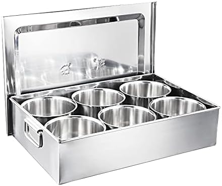 Contenitore portaspezie in acciaio inox, grande contenitore per condimenti self-service per uso commerciale, ideale per cucine di hotel e ristoranti