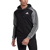 Bolsillos marsupium adidas, Essentials Mélange French Terry Full-Zip, Sudadera con Capucha Y Cremallera, Negro/Blckme, M, Hombre