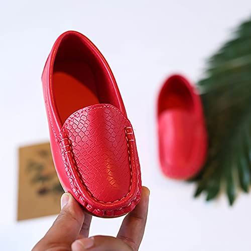 Toddler Little Kid Boys Girls Soft Slip On Loafers Dress Flat Shoes Boat Shoes Casual Infant Shoes Boys (Red, 24)2