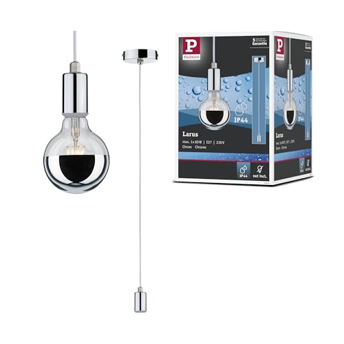 Paulmann 79753 Pendelleuchte Larus max. 60 Watt IP44 Pendellampe Chrom Hängelampe Metall Hängeleuchte E27 ohne Leuchtmittel