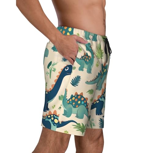 Cute Dinosaur Print Men's Beach Pants Lightweight Quick-Dry Swim Pants with Mesh Lining for Men3