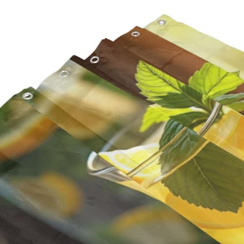 Rideau de douche imprimé citron n°9 en tissu lavable en machine - 4