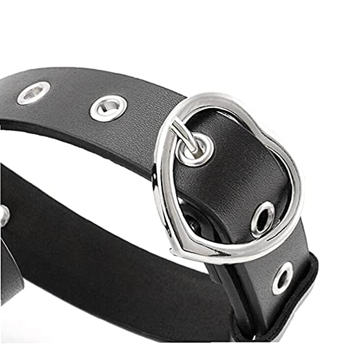 Women Waistband Female Belt Pants Wide Leather Belt with Silver Metal Heart Buckle Black3