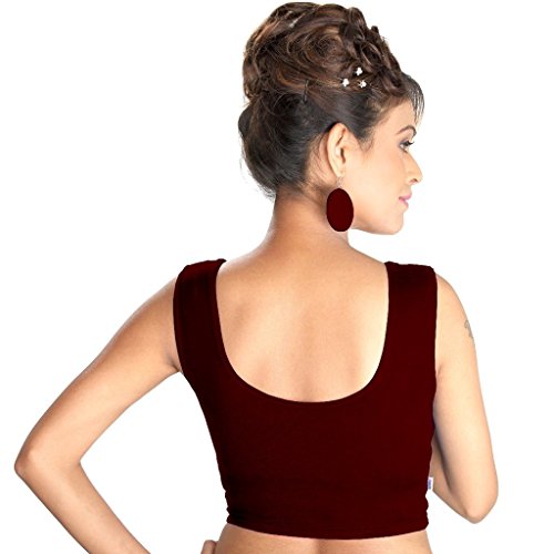 Image of Abhi Readymade Saree Blouse for Women- Sleeveless, Round Neck, Regular-fit, Stretchable, Pull-on Style Blouse