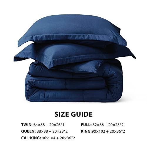 Bedhours Queen Comforter Set 3 Pcs Ultra Soft Premium 2100 Series Down Alternative Bedding Sets For All Season, Breathable Lightweight Cooling Comforter + 2 Pillow Shams (Navy Blue Queen) #TOP6