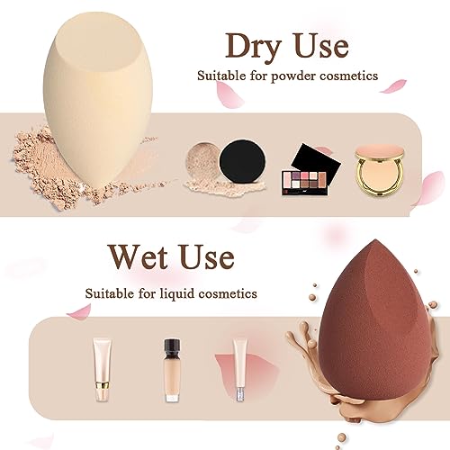 COSTICA Makeup Sponge Sets, 8 Pcs Beauty Blender Sponge for Foundation, Cream, and Powder, Multi-colored Beauty Sponge for Makeup with 2 Mini Makeup Sponges (Brown)