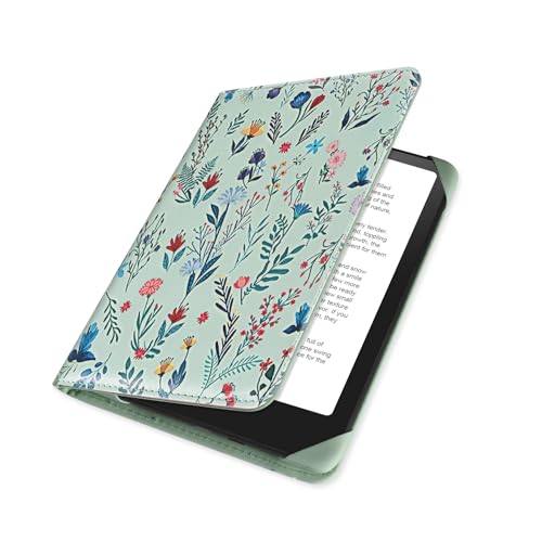 Image of HoYiXi Universal Case for 6.8 Inch 7 Inch Kindle eReaders Compatible with Paperwhite /Kobo /BOOX T68 /iReader Ocean,6.8-7 inch eReaders Protective Case Cover Elastic Rope,White Flowers