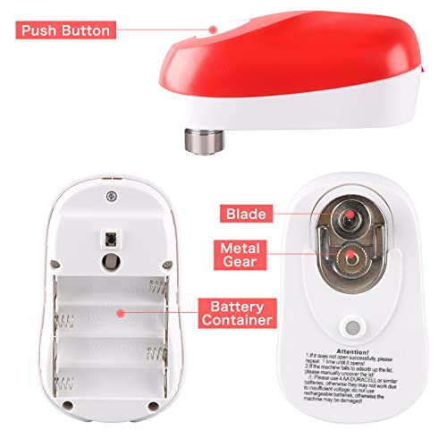 Electric Can Opener - Vcwtty One Touch Switch No Sharp Edge Automatic Electric Can Opener For Any Size, Kitchen Gifts For Arthritis And Seniors (Mini Red) #TOP3