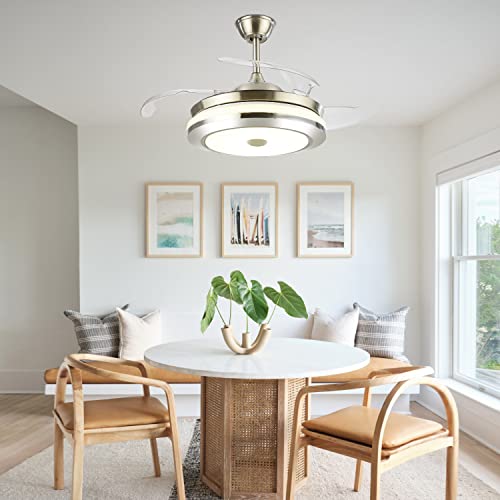 Luzhoy Retractable Ceiling Fan With Lights, 36In Fandelier Ceiling Fan With Remote, Modern Ceiling Fans With Light For Bedroom Living Room Kitchen #TOP6