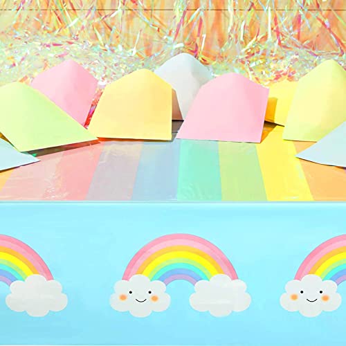 Image of BLUE PANDA 3 Pack Pastel Rainbow Tablecloth for Baby Shower Decorations, Unicorn Birthday Party (54 x 108 in)
