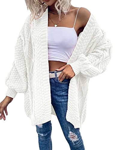 Image of Dyexces Womens Oversized Cable Knit Long Sleeve Lantern Cardigan Sweaters