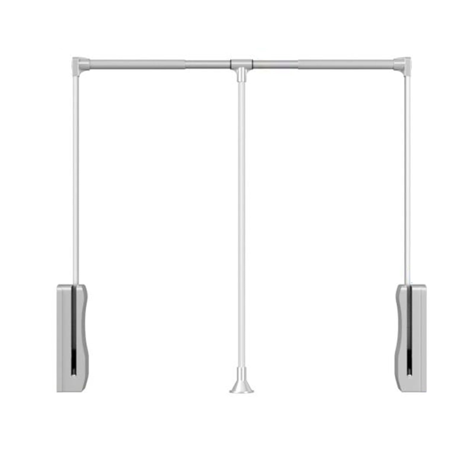 GTHTUHFD Adjustable Pull Down Closet Rod With Soft Return, Wardrobe Hanging Rail For Clothes, Load-Bearing 15Kg, Size 550-1250Mm, Silver Finish Silver-930-1250mm