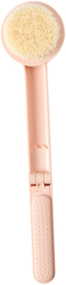 Didiseaon Foldable Exfoliating Shower Brush with Soft Bristles Long Handle for Back Massage and Dead Skin Removal Pink Bath Scrubber for Stimulation Safe Eco Friendly Design
