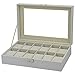 Coffret - Boîte à Montre - Rangement, Mens Watch Box 12 Slots Double Couche Bijoux Affichage Organisateur De Stockage Cas Verre Top avec Verrou En Métal Blanc Ecrin/Coffret à Montre, Rangement pour Mo