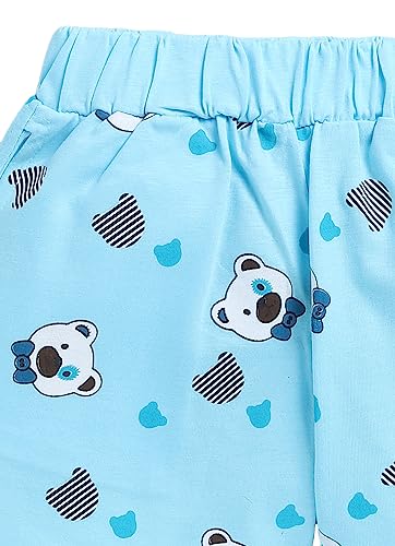 Image of CUTOPIES Boys Powder Blue Cotton Printed Half Sleeves T-shirt and Shorts Set (Pack Of 1) Baby Boys' Clothing Sets