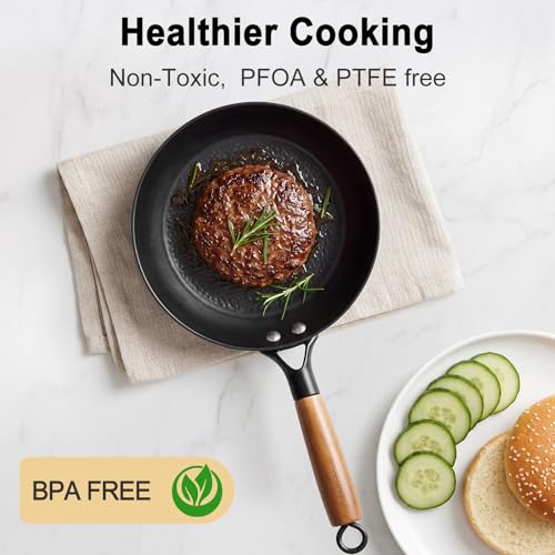 Image of 8-Inch Small Cast Iron Skillet, Lightweight Titanium Enameled Frying Pan