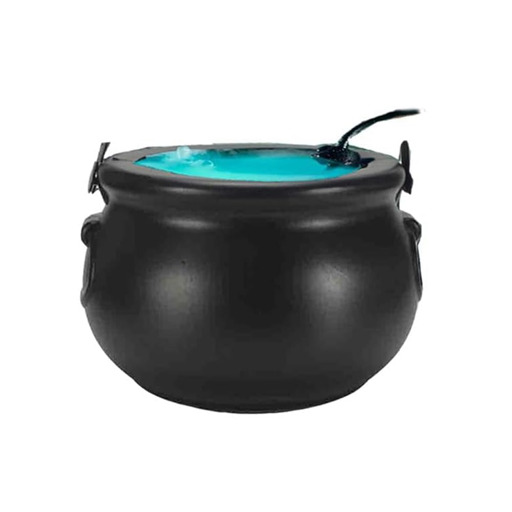 BQSHX Halloween Witch Cauldron Fog Maker,Halloween Cauldron,Halloween Witch Jar Atomizing Lamp with 7-color Flame Color Changing,LED Mist Maker Sprayer Decoration For Halloween Party Decorations (A)