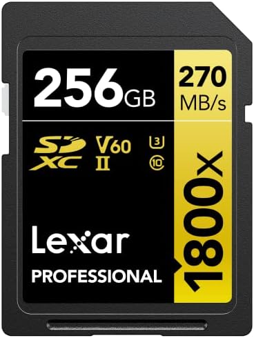 （04:00時点） Lexar SDカード Professional 1800x SDXCカード 最大読込280MB/秒 書込205MB/秒 UHS-II Class 10 U3 V60 4K Ultra HD 動画撮影 国内正規品 (256GB) LSD1800256G-BNNNG