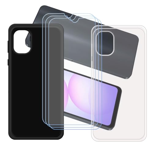 �pGUYAHANYER�P�[�X �K�p���� Samsung Galaxy A07 5G (6.7") + [3��]�����K���X�X�N���[���ی�t�B���� �A���� + ���ȃ\�t�g�V���R���P�[�X�ی�TPU�J�o�[�̃P�[�X�J�o�[