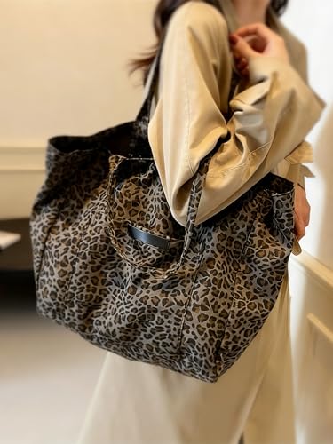 Image of MakeMeChic Women's Leopard Tote Bag Cheetah Oversize Shoulder Bag Weekender Bag